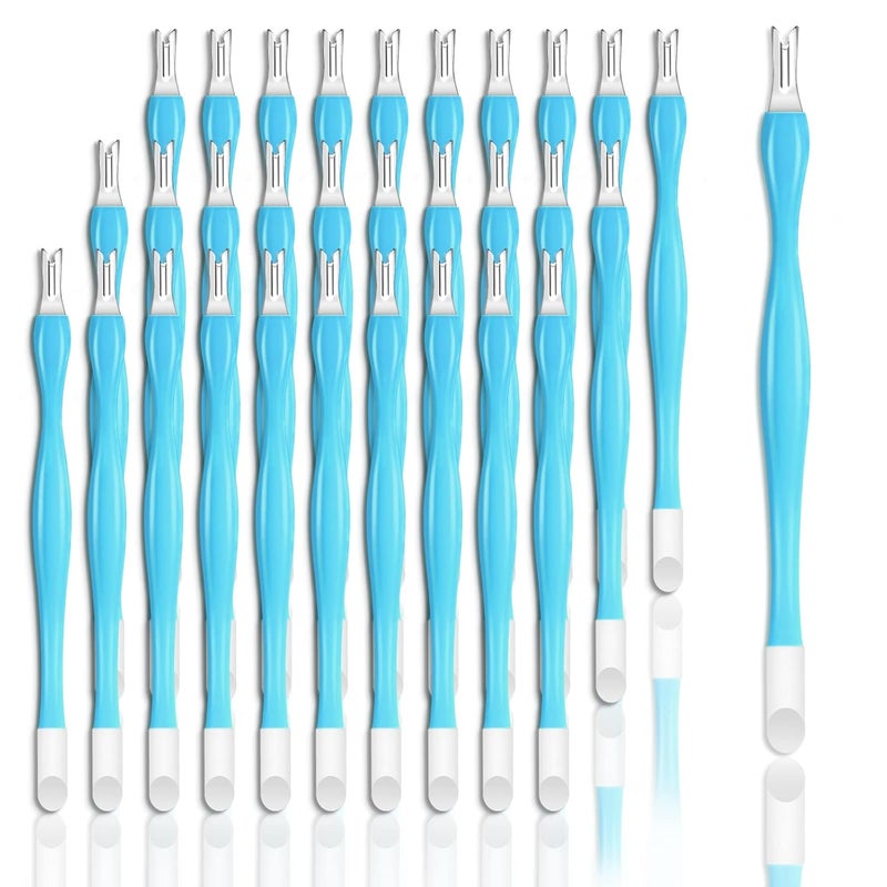 Allstarry 30 Pieces Nail Cuticle Trimmer Remover Rubber Nail Cleaner Plastic Handle Cuticle Pusher Double Head Dead Skin Cuticle Knife Removal Fork Nail art Tools for Girls Women and Men - Blue - Image 1
